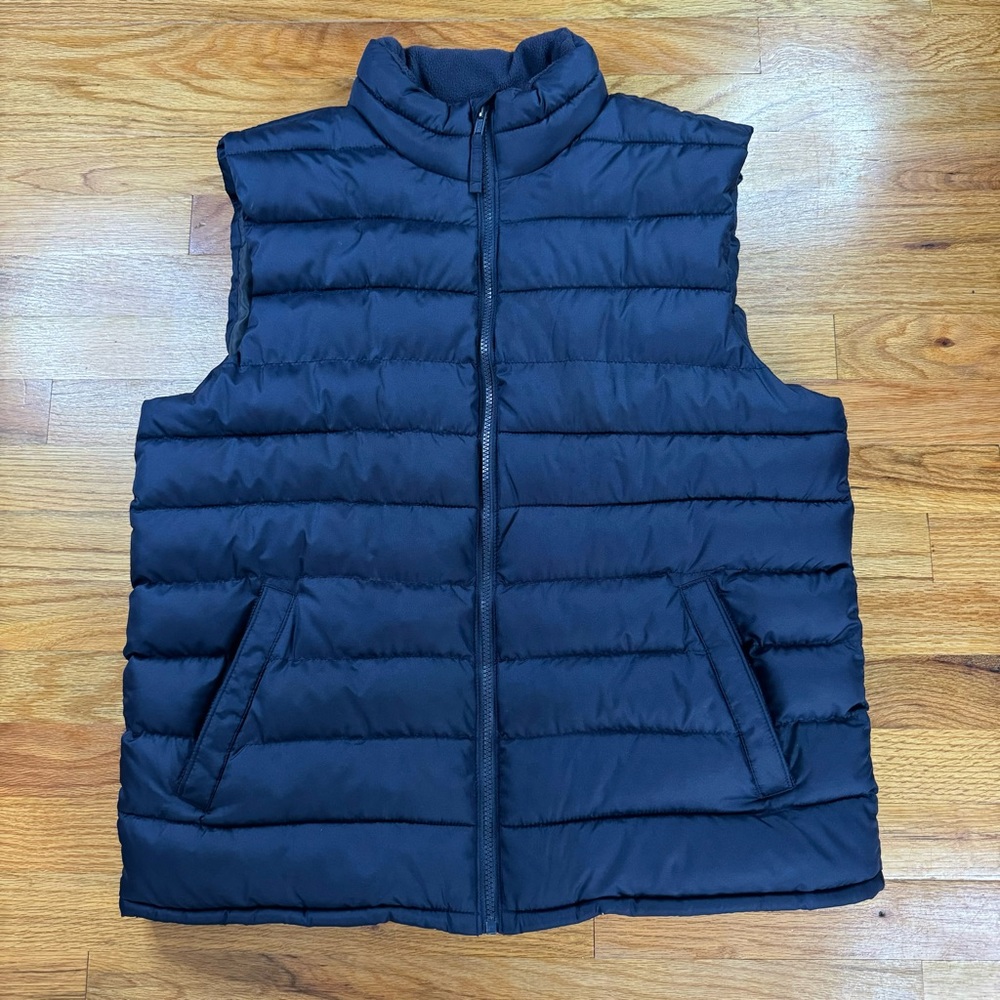 Old Navy Puffer Vest Jacket Men's Size Large Navy Blue Full Zip